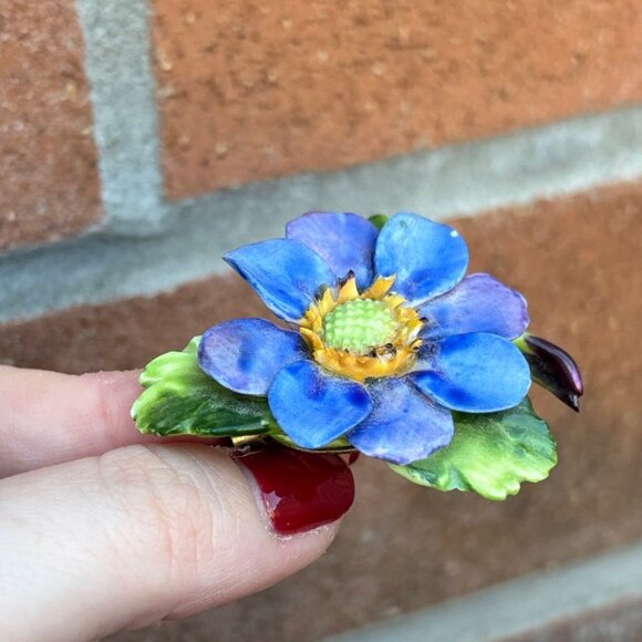 Vintage Cara China Staffordshire Made in England Flower Brooch - Picture 6 of 8